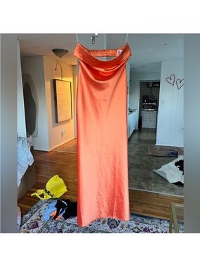 Hello Molly Orange Satin Midi Dress